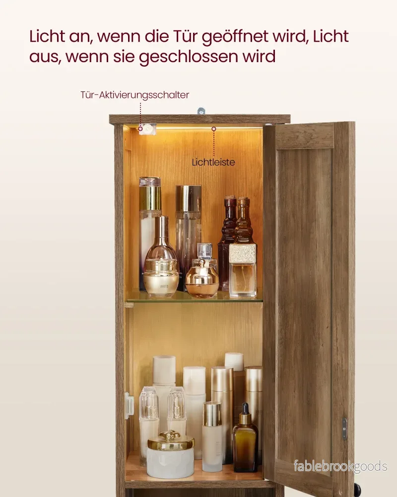 Badkamerkast - 170 cm Hoog - Met Verlichting - Smal - Honingbruin - Bild 3