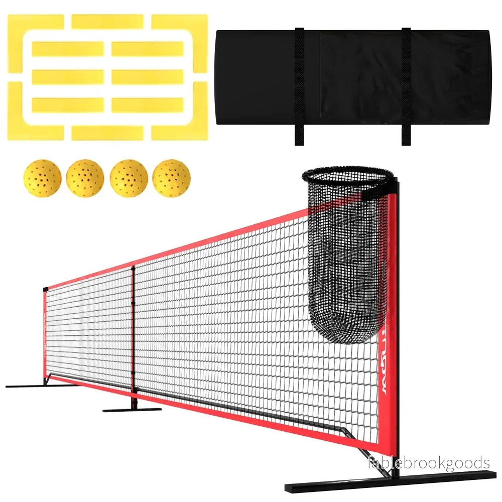 Bärbart 6,7 m pickleball-nätset med domstolsmarkörer Bärbart 6,7 m pickleball-nätset med domstolsmarkörer