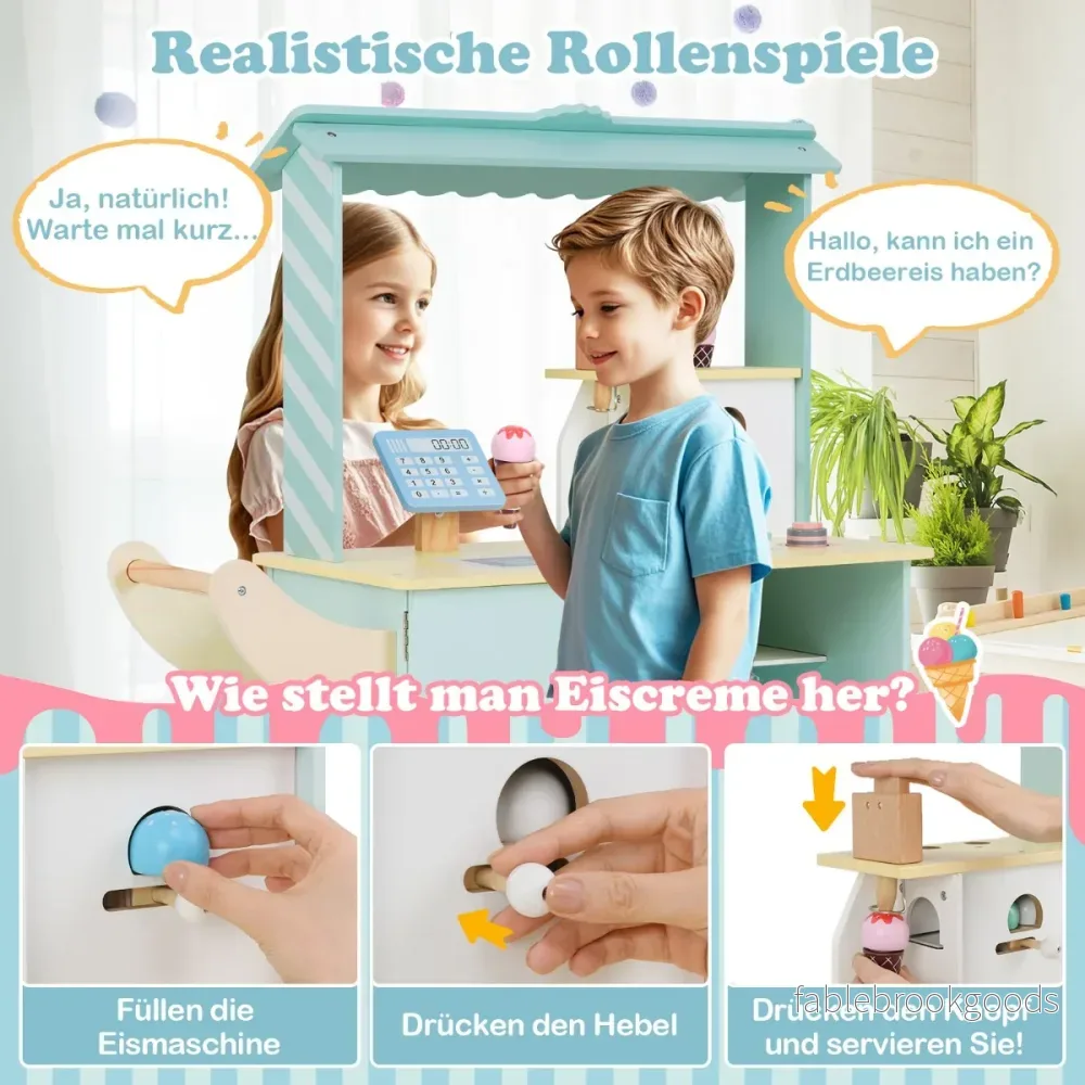 Glassbil – Barn med Leksaksaffär Trä Glassmaskin – Grön - Bild 3