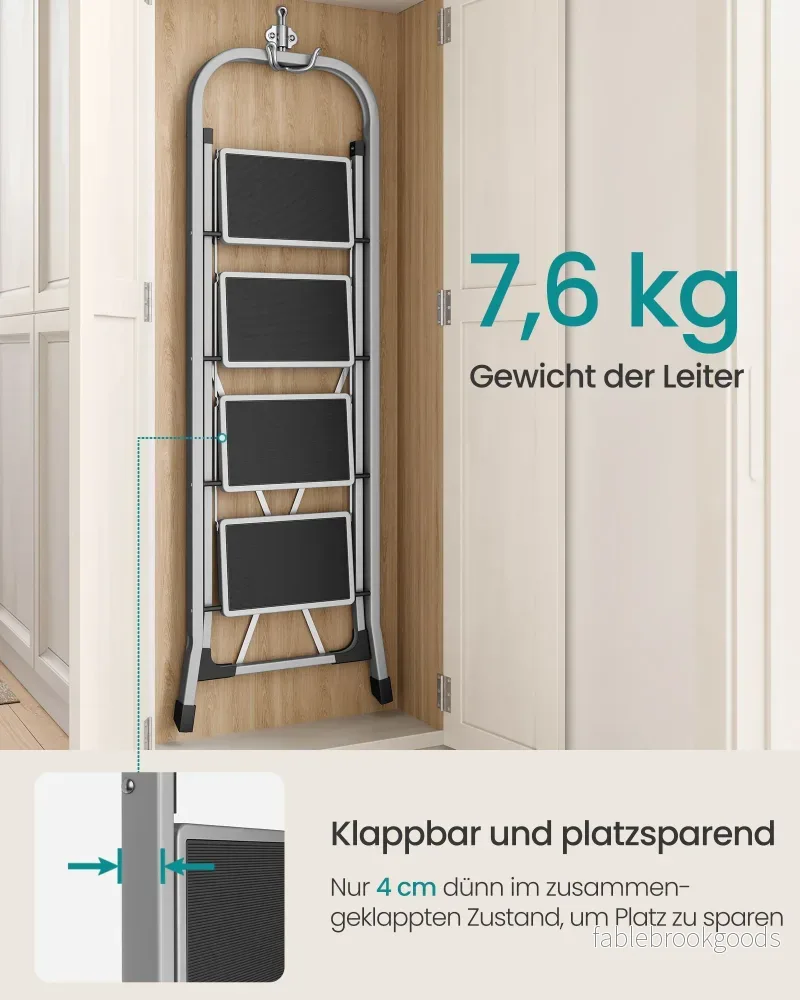 Trappstege – 4 steg – lastkapacitet 150 kg – duvgrå - Bild 3