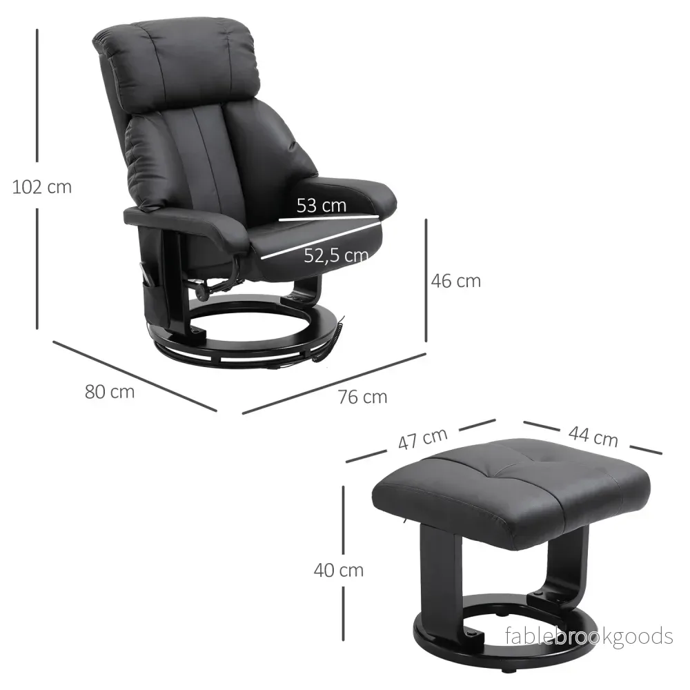 Svart massagepall – 76x80x102 cm Justerbar höjd - Bild 3