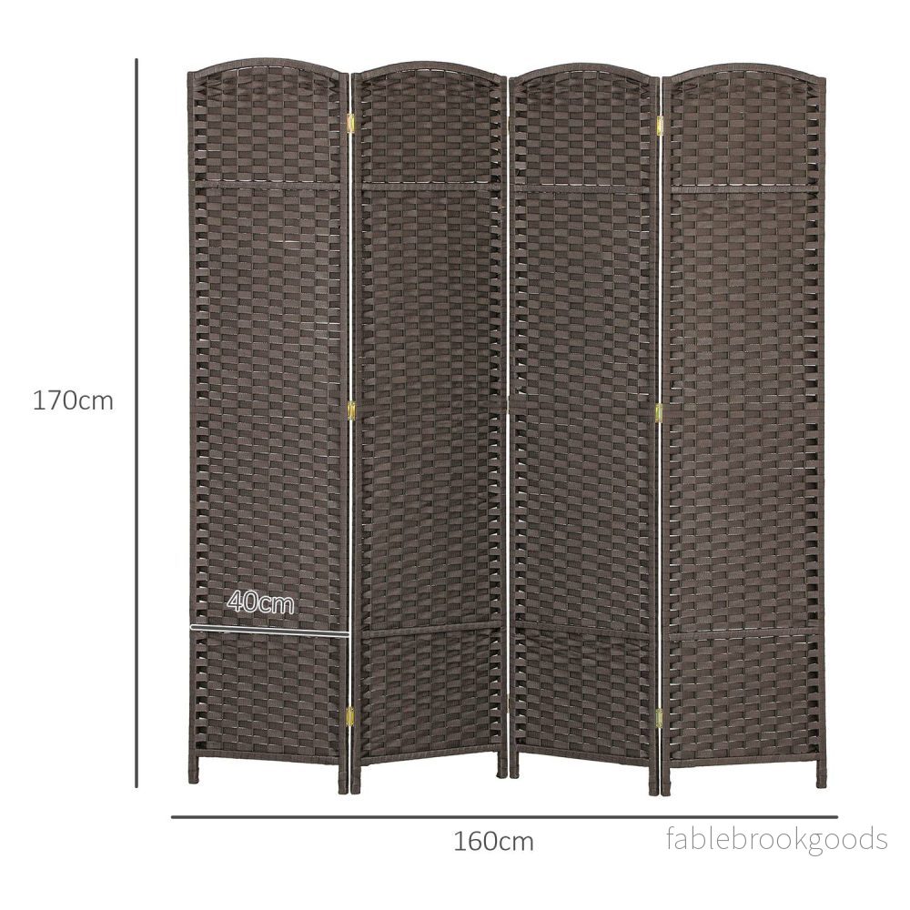 4-panels fällbar rumsavdelare, brun, polypropen - Bild 3