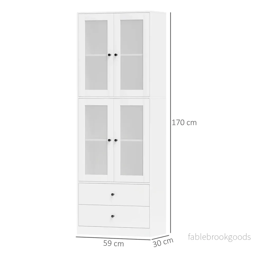 Vitt högt köksskåp, ställbara hyllor, låda - Bild 3