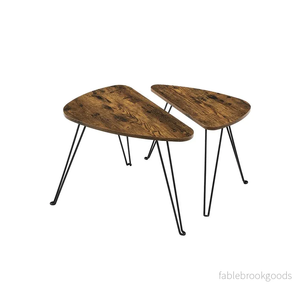 Sidobord – Set om 2 – Industriell design – Brun/Svart Sidobord – Set om 2 – Industriell design – Brun/Svart