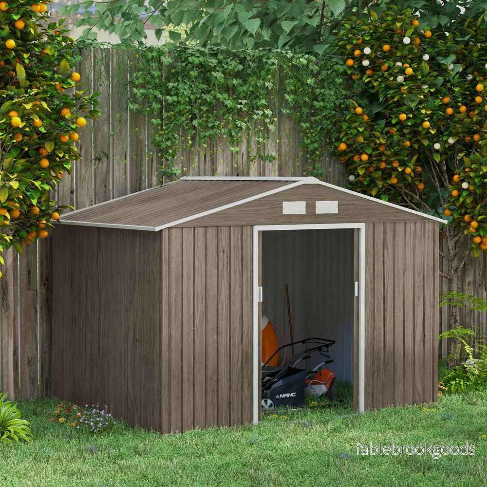 Trädgårdsbod i galvaniserat stål 4,9 m², väderbeständig, ljusbrun - Bild 2