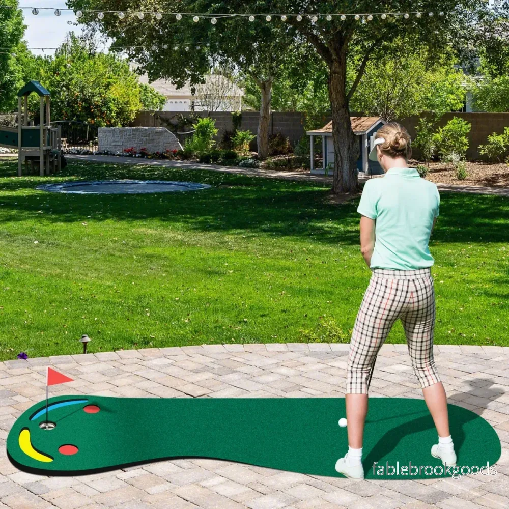 Golfputtmatta – med puttkoppar och flaggvikbar golfmatta Övningsmatta – 3 1 300 x 96 cm – Grön - Bild 2
