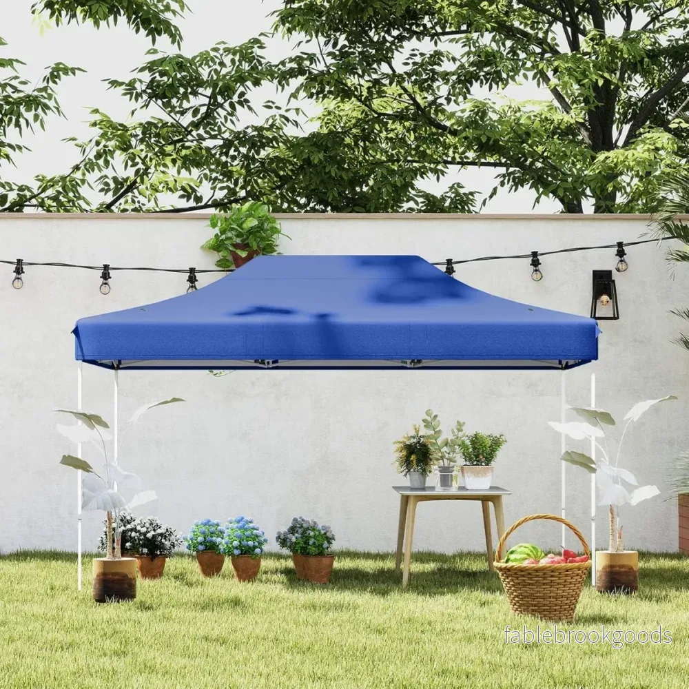 Faltpaviljong – med rullväska och rep Höjdjusterbar Pop Up Trädgårdspaviljong – 4 3 x 4,5 m – Mörkblå - Bild 3