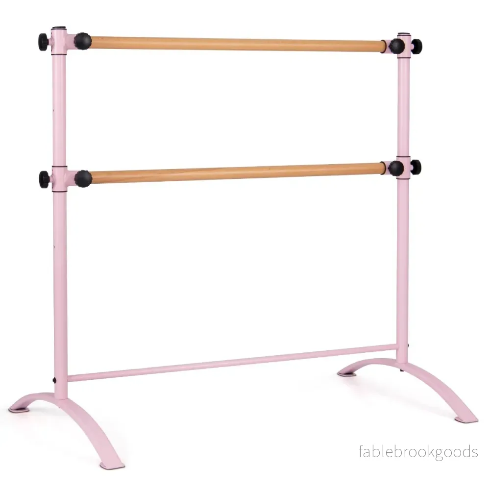 Fristående – balettstång Ballet Bar steg höj och sänkbar med trästänger – 4 2 120 cm – Rosa