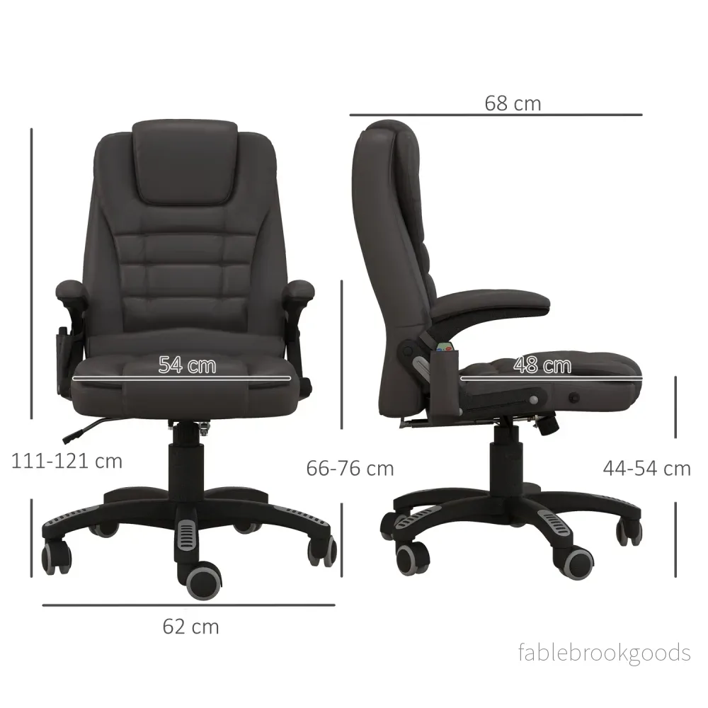 Vibrationsmassage kontorsstol med värme, konstläder, brun - Bild 3