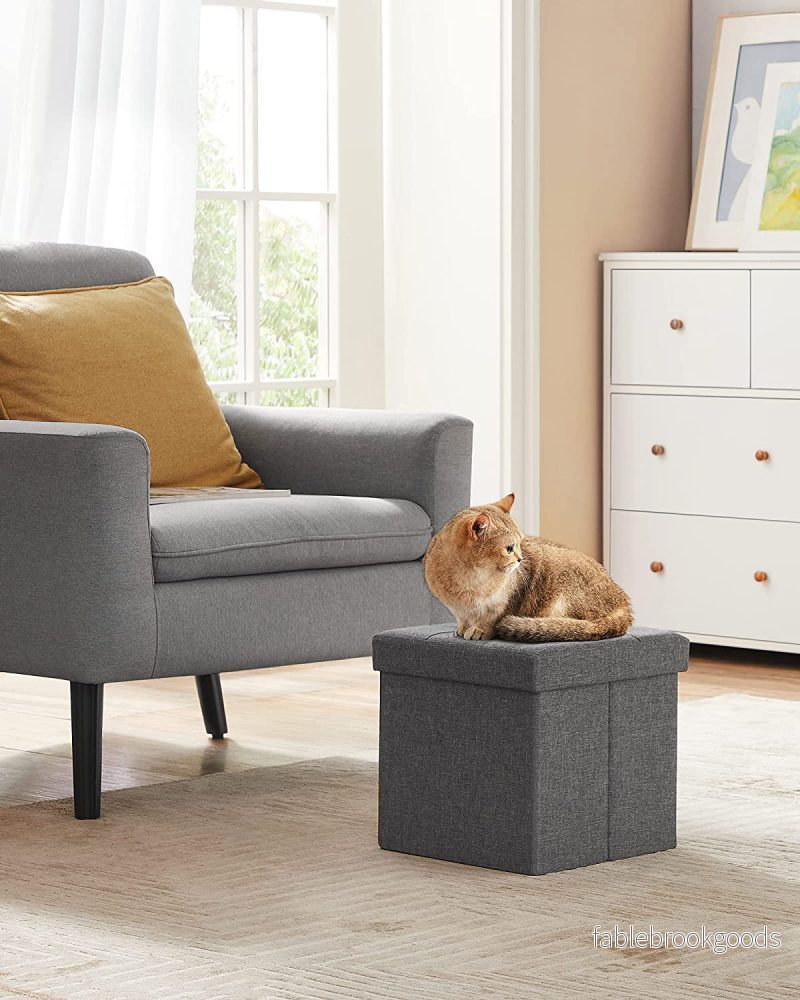 Sittpall med förvaringsutrymme - Platsbesparande - Mörkgrå - Bild 3