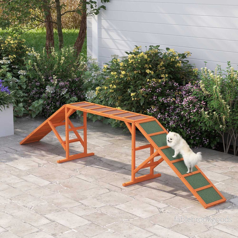 Dog Agility Bridge med Safety Bar, Halkfri, 325 cm, Orange - Bild 2