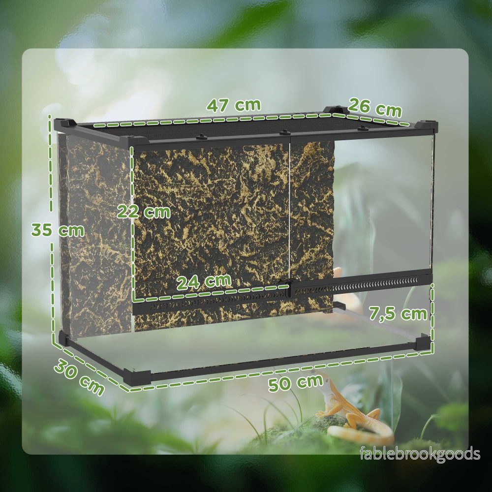 Reptilterrarium i glas 48 liter, ventilation framtill, 50x30x35 cm - Bild 3