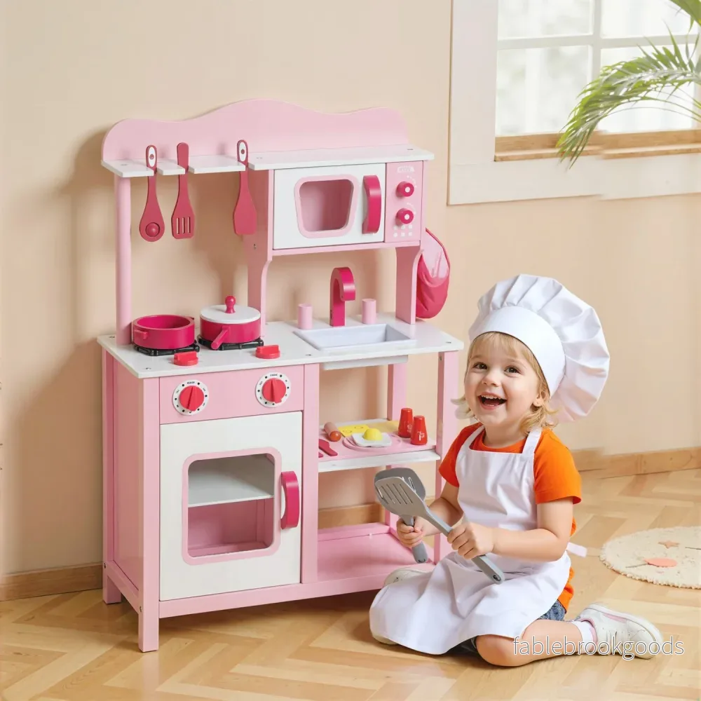 Trälekkök med tillbehör – rosa, kompakt - Bild 2