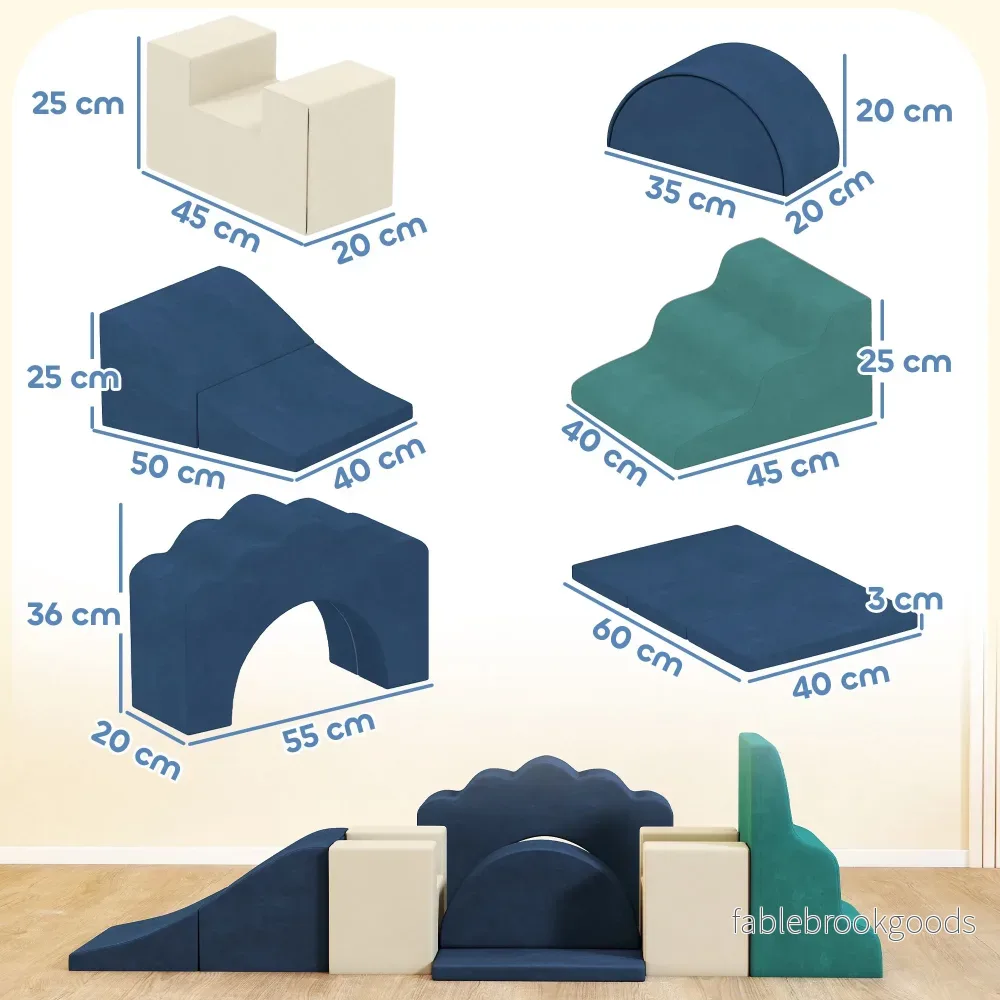 Set med klätterblock i skum för småbarn, 7 delar, halkfria, mörkblå - Bild 3