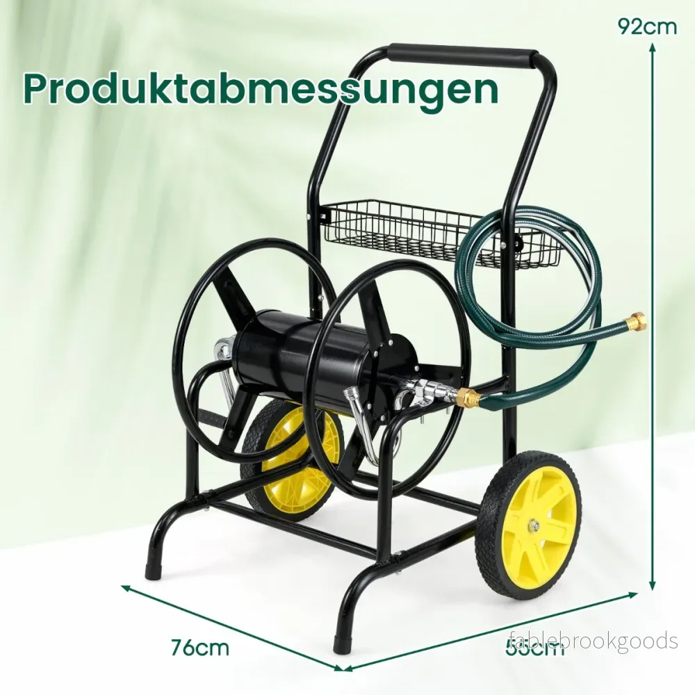 Metallslangvagn – för Trädgårdsslangvagn Slangtrumma – 70 m 16 mm – Svart - Bild 2