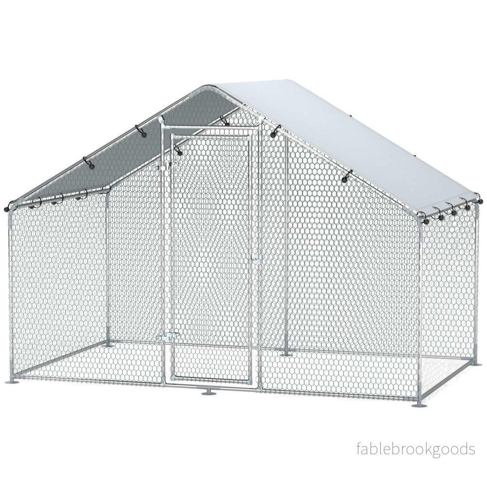 Hönshus i galvaniserat stål med vattentätt tak, 3×1,7×1,9 m