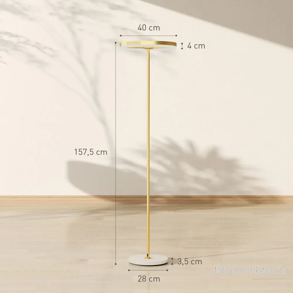 Golvlampa, fotkontakt, metallstruktur, skärm i akryl, 4000K, dimbar, guldfärgad - Bild 3