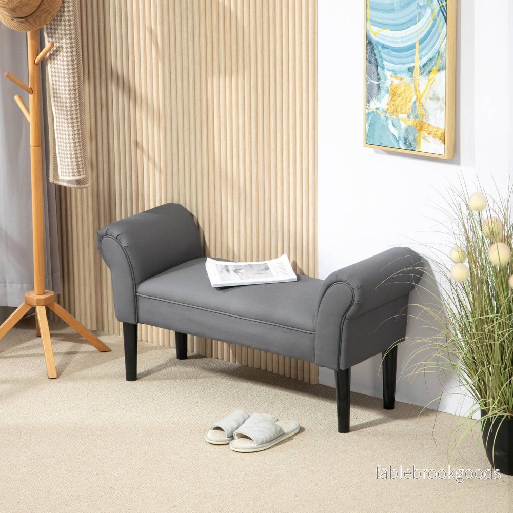 Mörkgrå stoppad hallbänk, 130 kg belastning, 102x36x51 cm - Bild 2