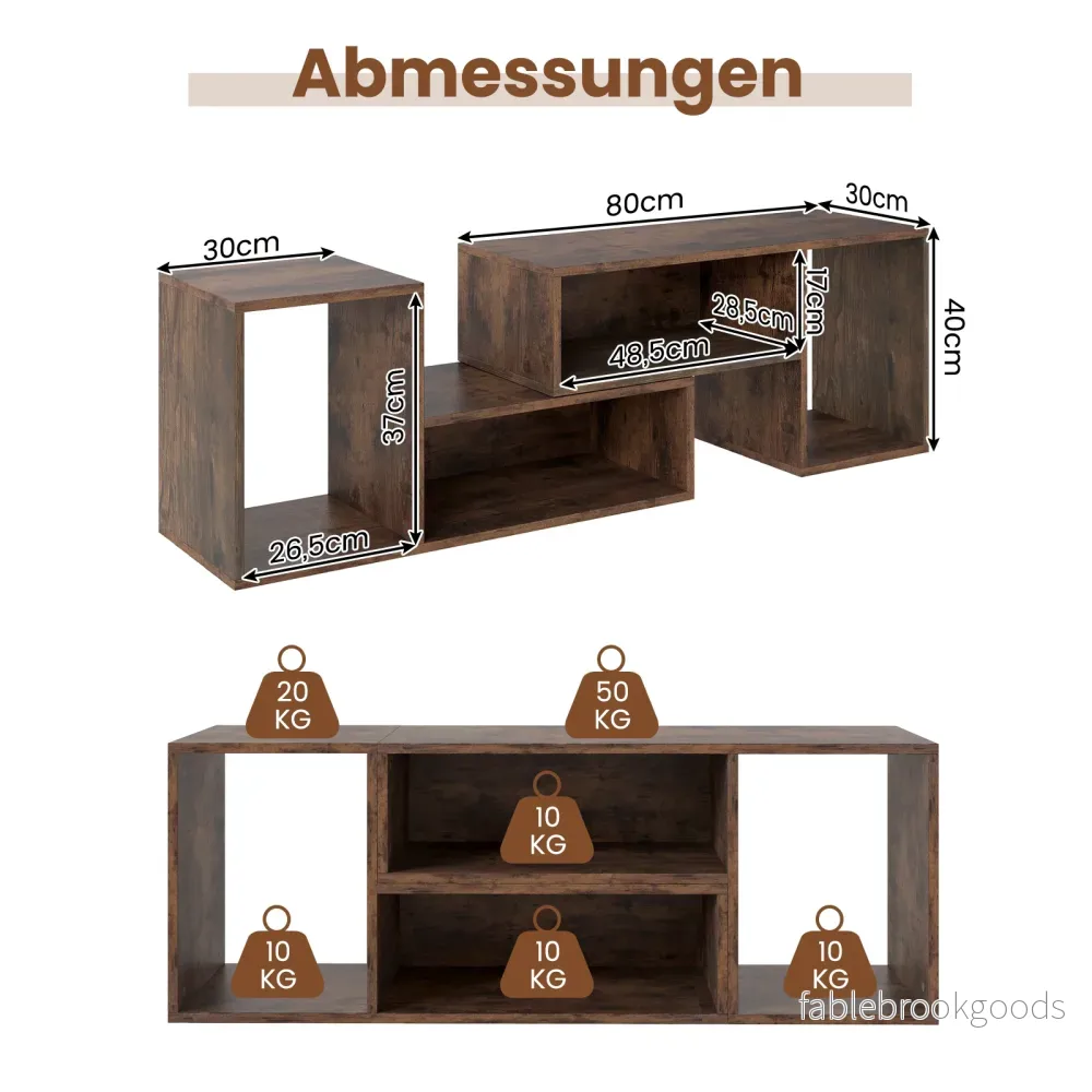 delad – TV bänk Fri kombination bord för upp till tum skåp – 2 60 – Brun - Bild 2