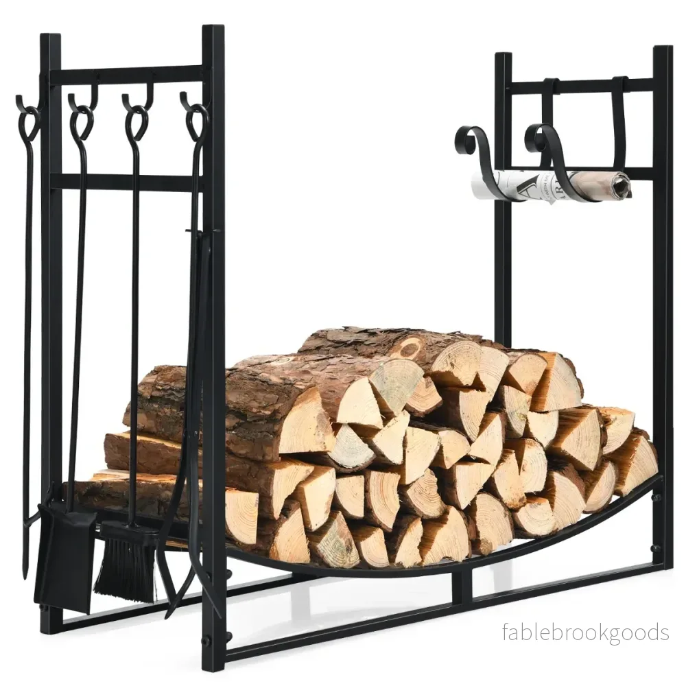 Robust – vedställ och verktygsset med tändhållare spade – 91 x 33 x 76 cm – Svart - Bild 2