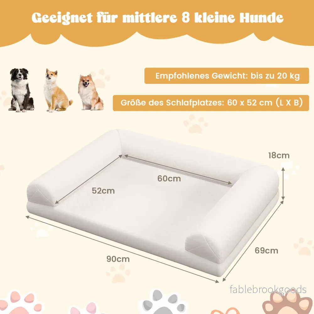 Ortopedisk – hundsäng för medelstora hundar hundsoffa med äggformad kistaskum – Beige - Bild 2