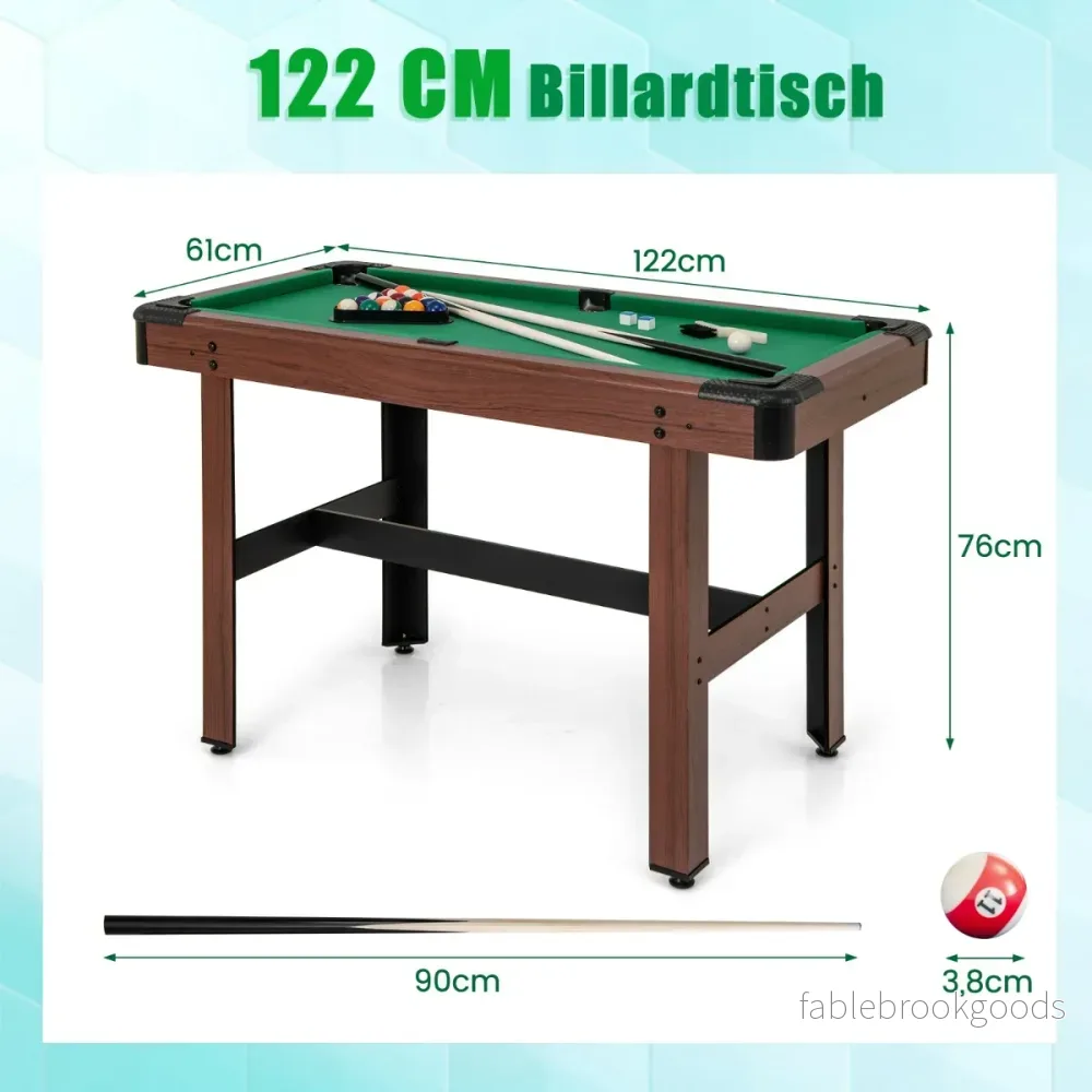 Biljardbord – av trä med köer kritor och triangel borste biljardgrönt – 2 2 – Grön - Bild 2