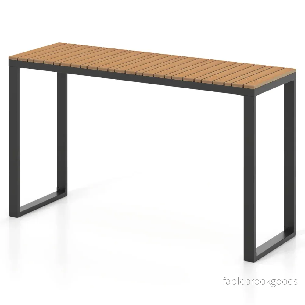Väderbeständig – trädgårdsbord med WPC bordsskiva och metallram terrassbord balkongbord – Brun