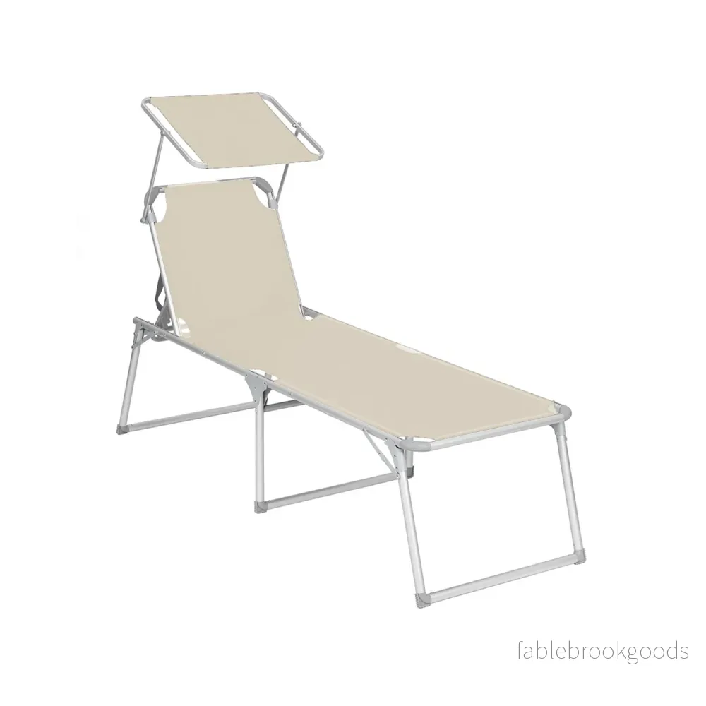 Solstol – stor med tak – aluminium – beige