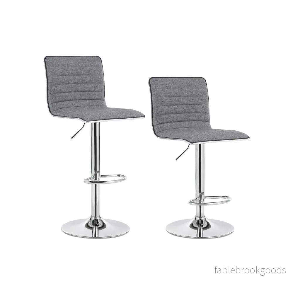 Barstolar – Set om 2 med ryggstöd – Grå - Bild 2