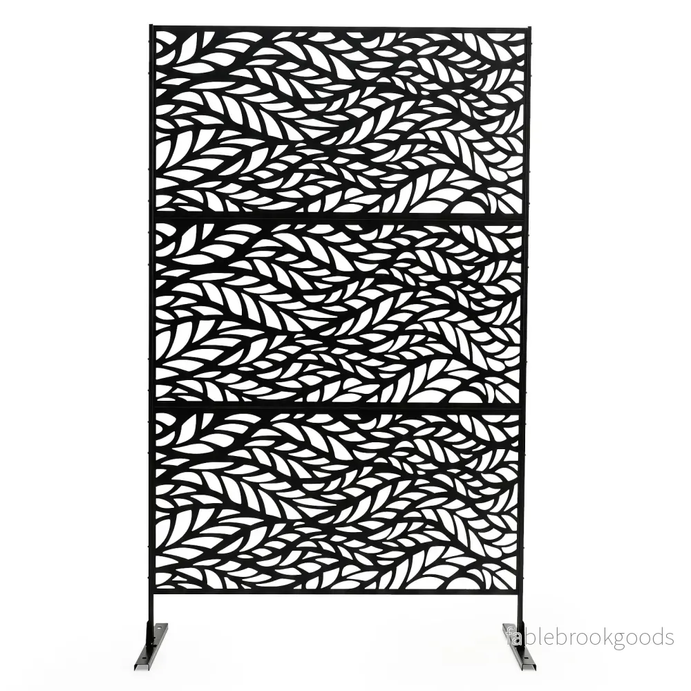 Sichtschutz – Garten Freistehender Raumteiler aus Verzinktem Stahl Schwarz – 122 x 198 cm