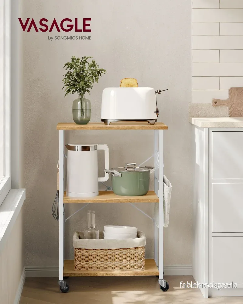 Köksställ på hjul med 3 nivåer Golden Oak Cloud White - Bild 2