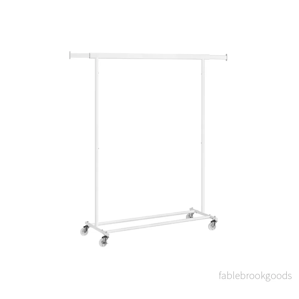 Klädställ på hjul med 90 kg lastkapacitet, klassisk vit Klädställ på hjul med 90 kg lastkapacitet, klassisk vit