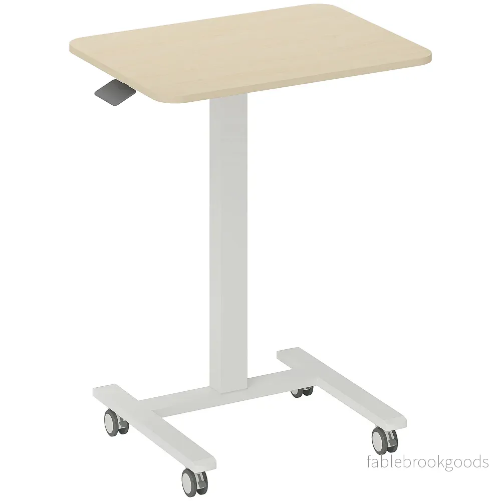 Ställbart skrivbord med hjul, 65x48x68-108 cm, gul