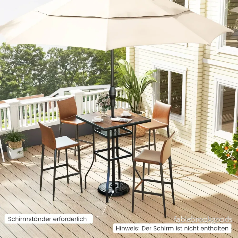 Bistrobord – med paraplyhål och bordsskiva i trälook Trädgårdsbord Fyrkantigt balkongbord – Natur - Bild 2
