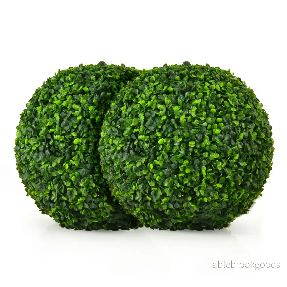 2er – Buxbom Ball Buxwood UV beständig Topiary Artificiell Växt Dekorativ – Grön