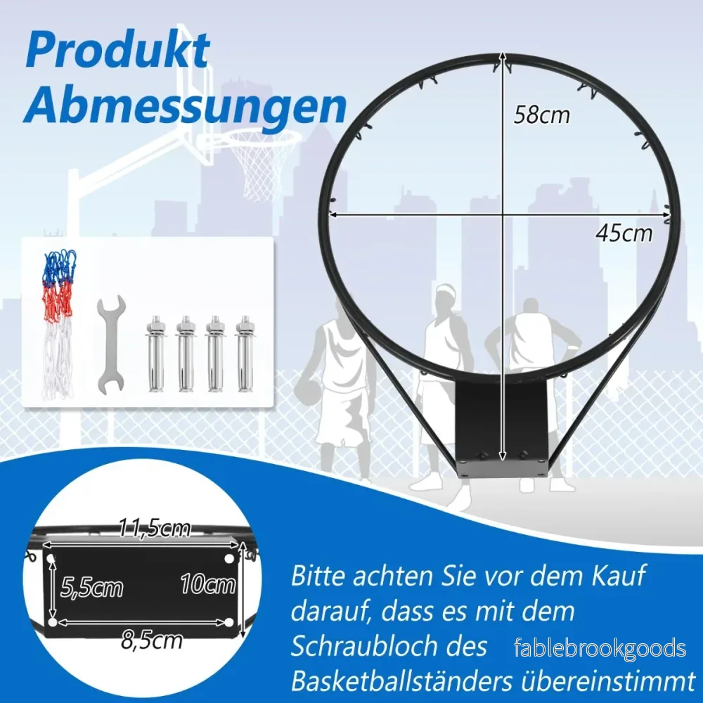 Basketbåge – med ring och nät för dörr inomhus mini – Ø 45 cm – Svart - Bild 2