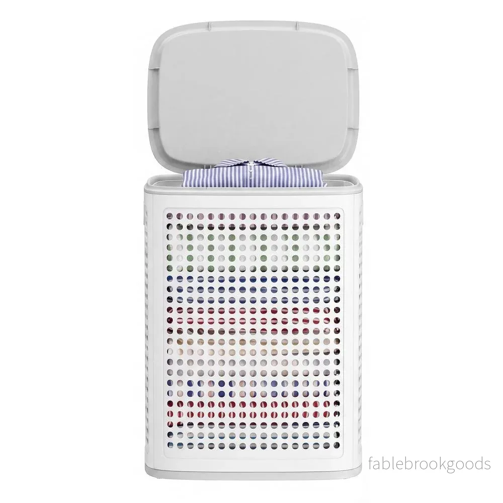 Wasmand – Met Deksel – 75 Liter – Smal – Witgrijs