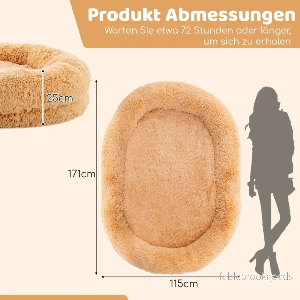 Fluffig – hundsäng för människor och hundar med tvättbar hundfilt – 171 x 115 cm – Brun - Bild 2