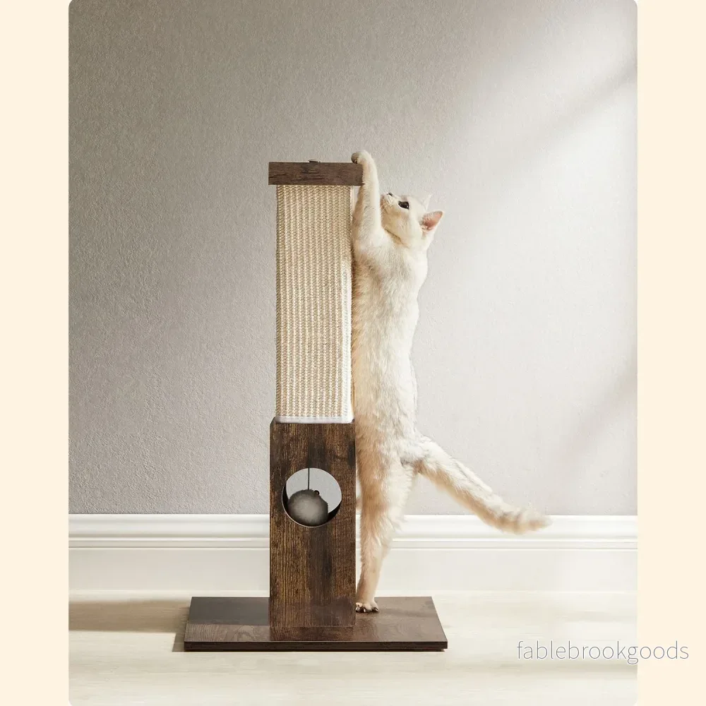 Kattskrapstolpe – Med leksakskula – 73 cm – Vintagebrun - Bild 3