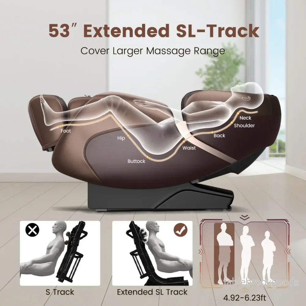 Relaxe – Hela kroppen massagestol Zero Gravity SL Track med värme och luftkompression – Brun - Bild 2