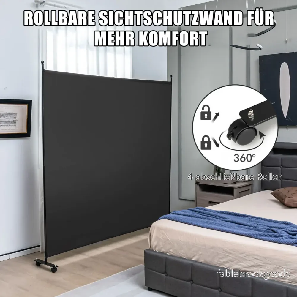 Enkelrumsavdelare – med en panel bred sekretessskärm – 184 x 30 x 184 cm – Svart - Bild 2