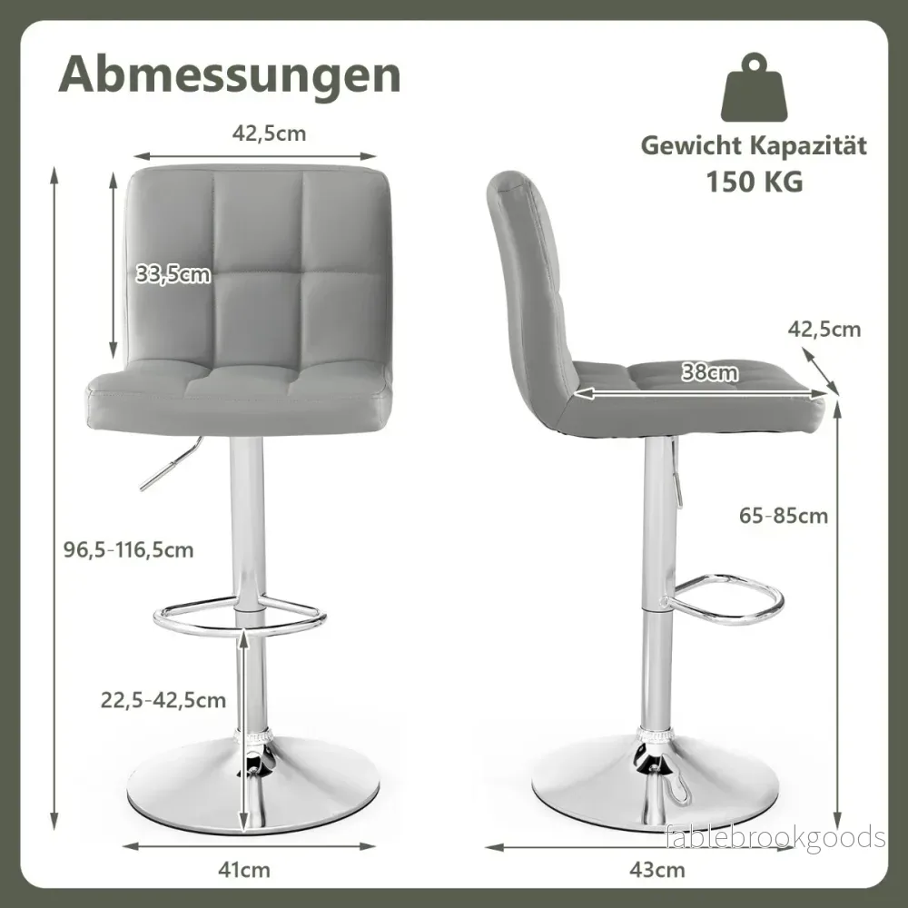 360° – vridbar barstol i konstläder justerbar höjd sittpall – Grå - Bild 2