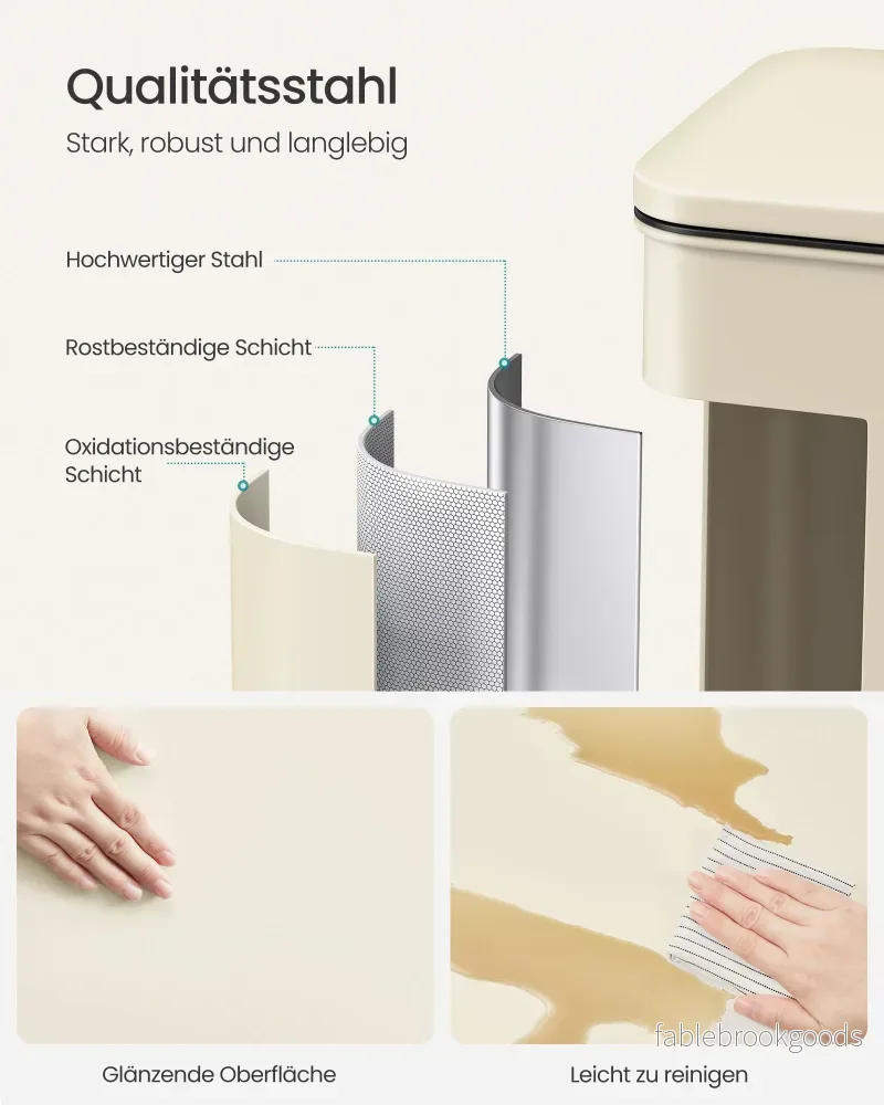 Kökssoptunna – Med lock – 40 liter – Sandbeige - Bild 3