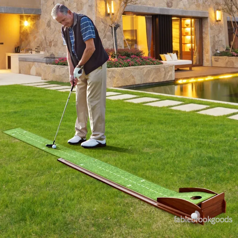 Golfputtmatta – med hål och golfbollar konstgräs Golfmatta Putting Trainer Green – 1 3 – Grön - Bild 3