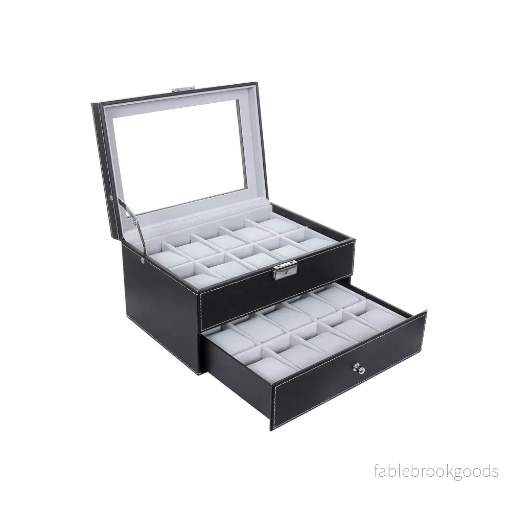 Watchbox - 20 klockor - glaslock - svart - Bild 2