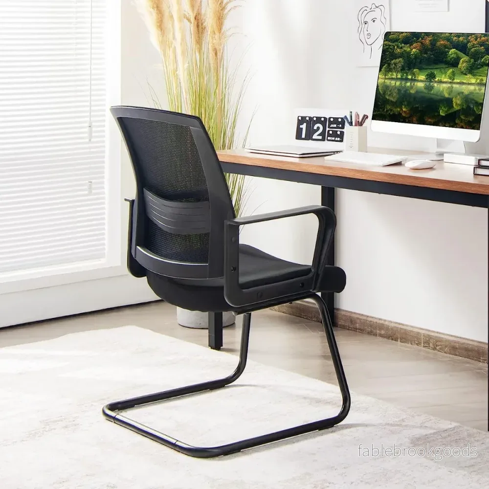 Set – med mesh kontorsstolar ryggstöd upp till lastkapacitet – 2 136 kg 60 x 54,5 x 94 cm – Svart - Bild 2