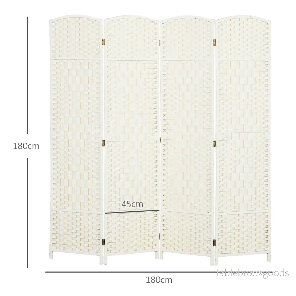 4-panels fällbar rumsavdelare, vit, polypropen, furu - Bild 3