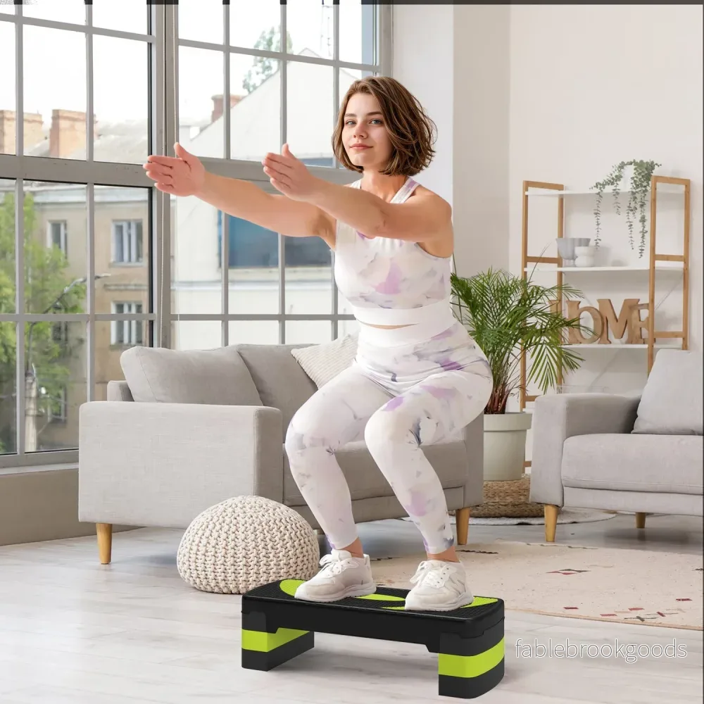 Justerbar Aerobic Stepper – 3 höjder, 150 kg kapacitet, grön
