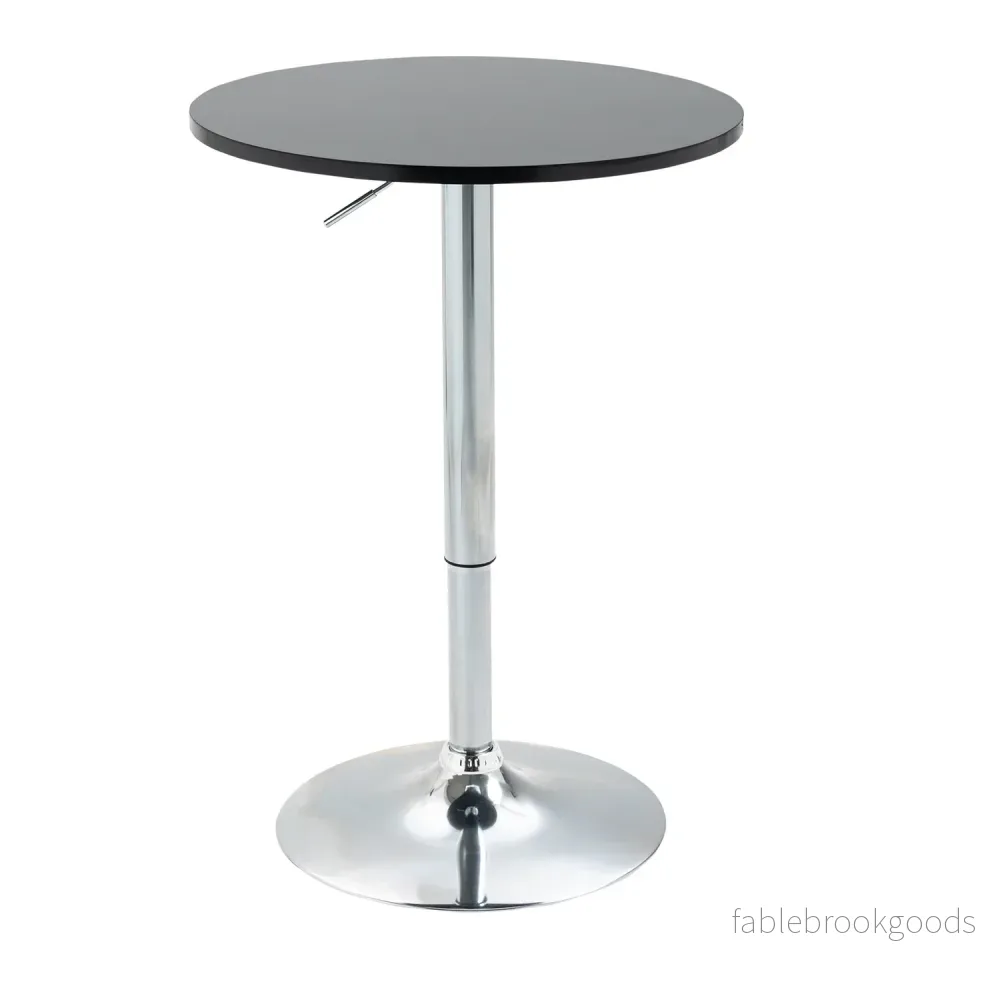 Justerbart rundstångsbord, roterande stål, svart Ø61cm