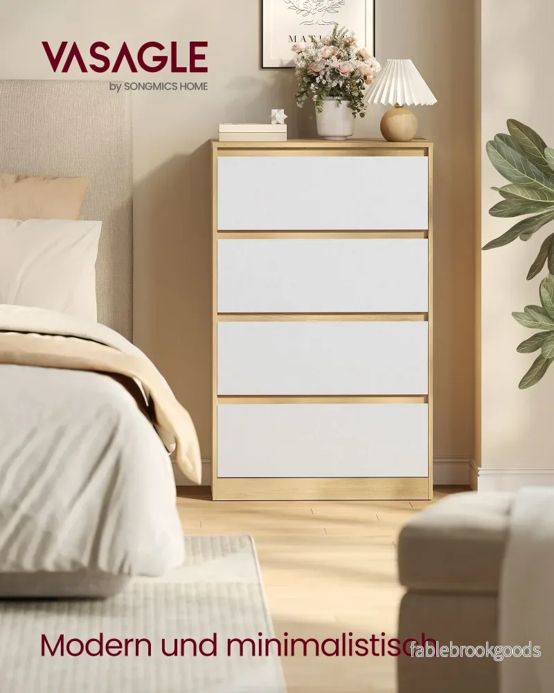 Nachtkastje - Met Lade - Eikenbeige en wolkwit - 60,2 x 40,4 x 97,4 cm - Bild 2